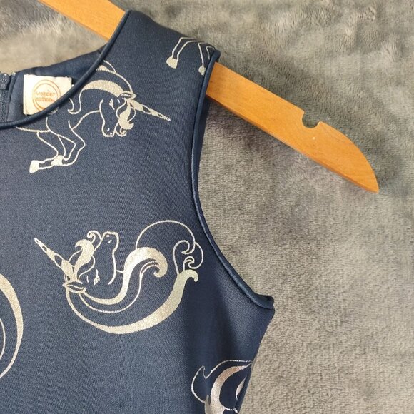 Wonder Nation Girls Dress Size 7 Blue Unicorn Print Sleeveless Bow Pleated Hem - Picture 6 of 13